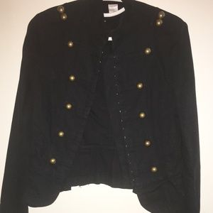 Aqua Black jean military-style jacket
